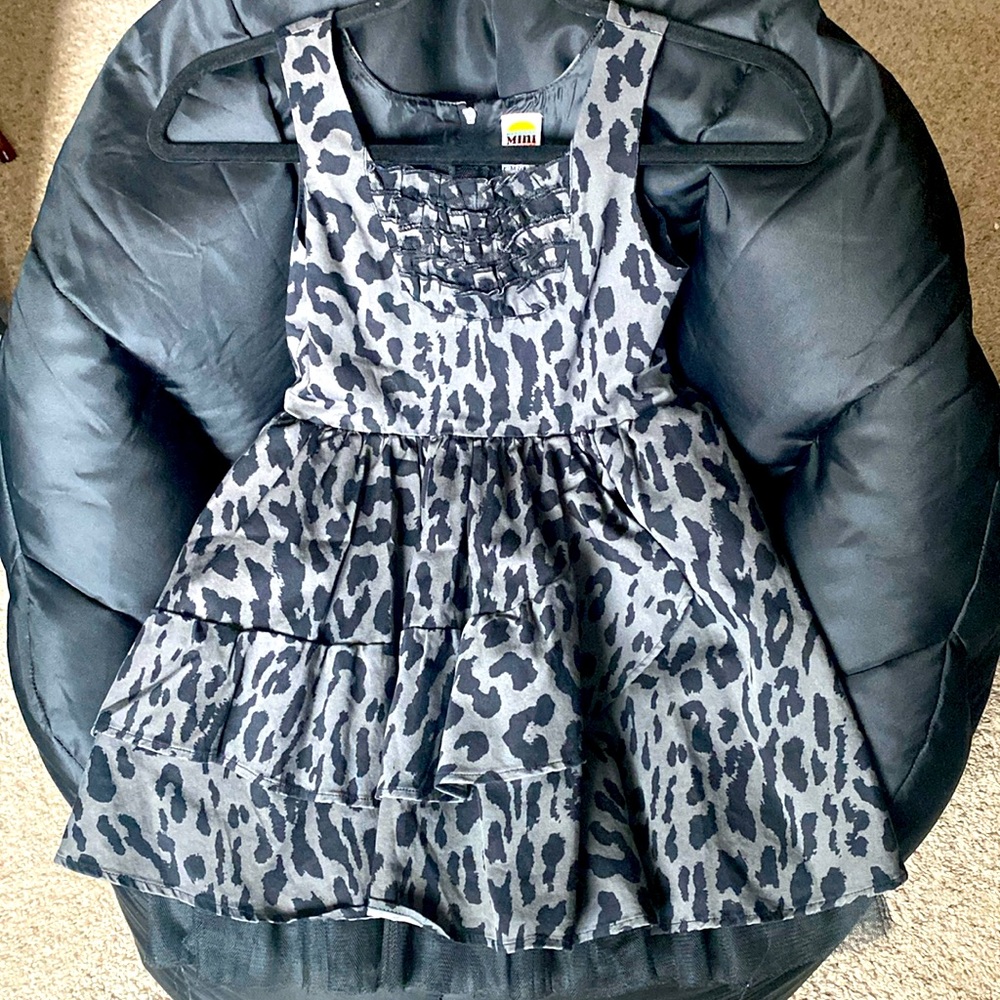 Harajuku Mini x Target gray leopard tulle skater dress szM 7/8 girls, preloved